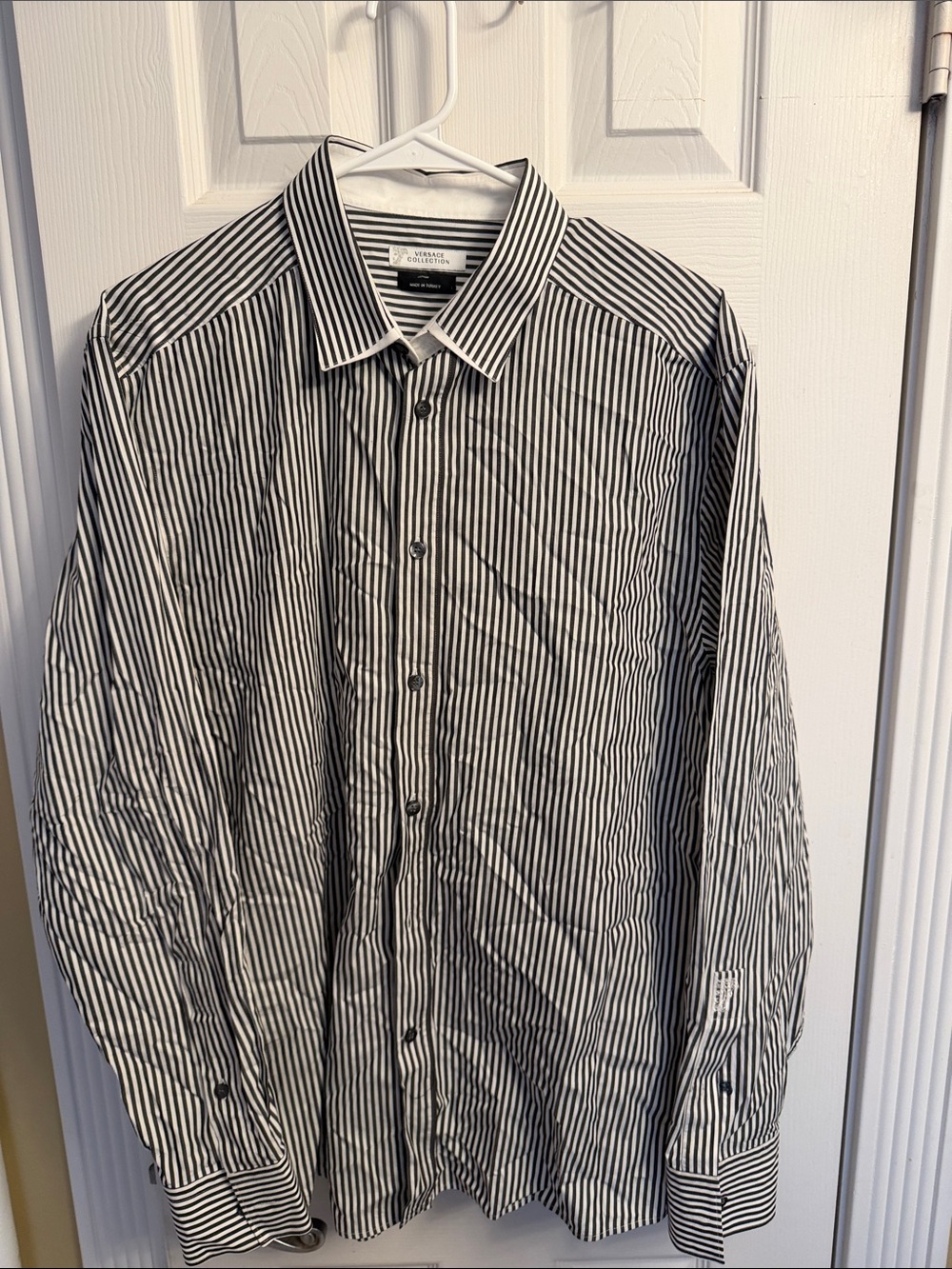 Versace collection Black and White Striped Dress Shirt
